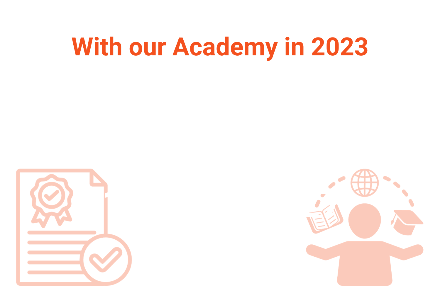 With our Academy in 2023 Accreditations completed: 218 People taking part in courses: 827